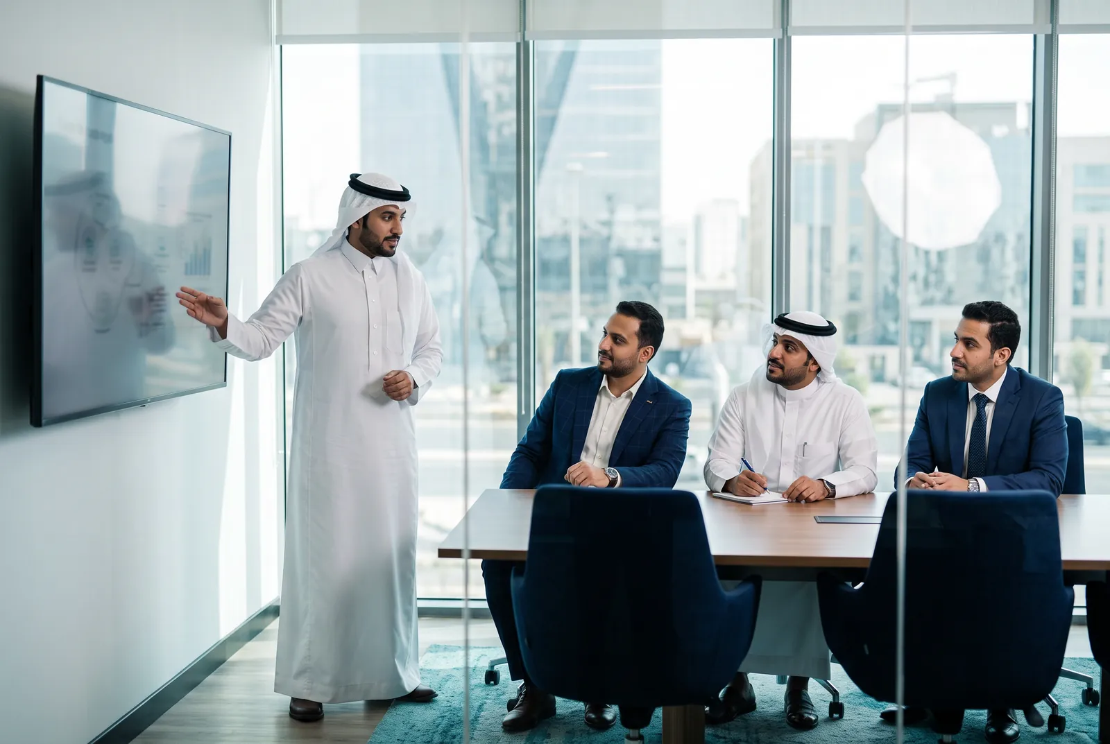 A team planning their SARJ rollout in a meeting room
